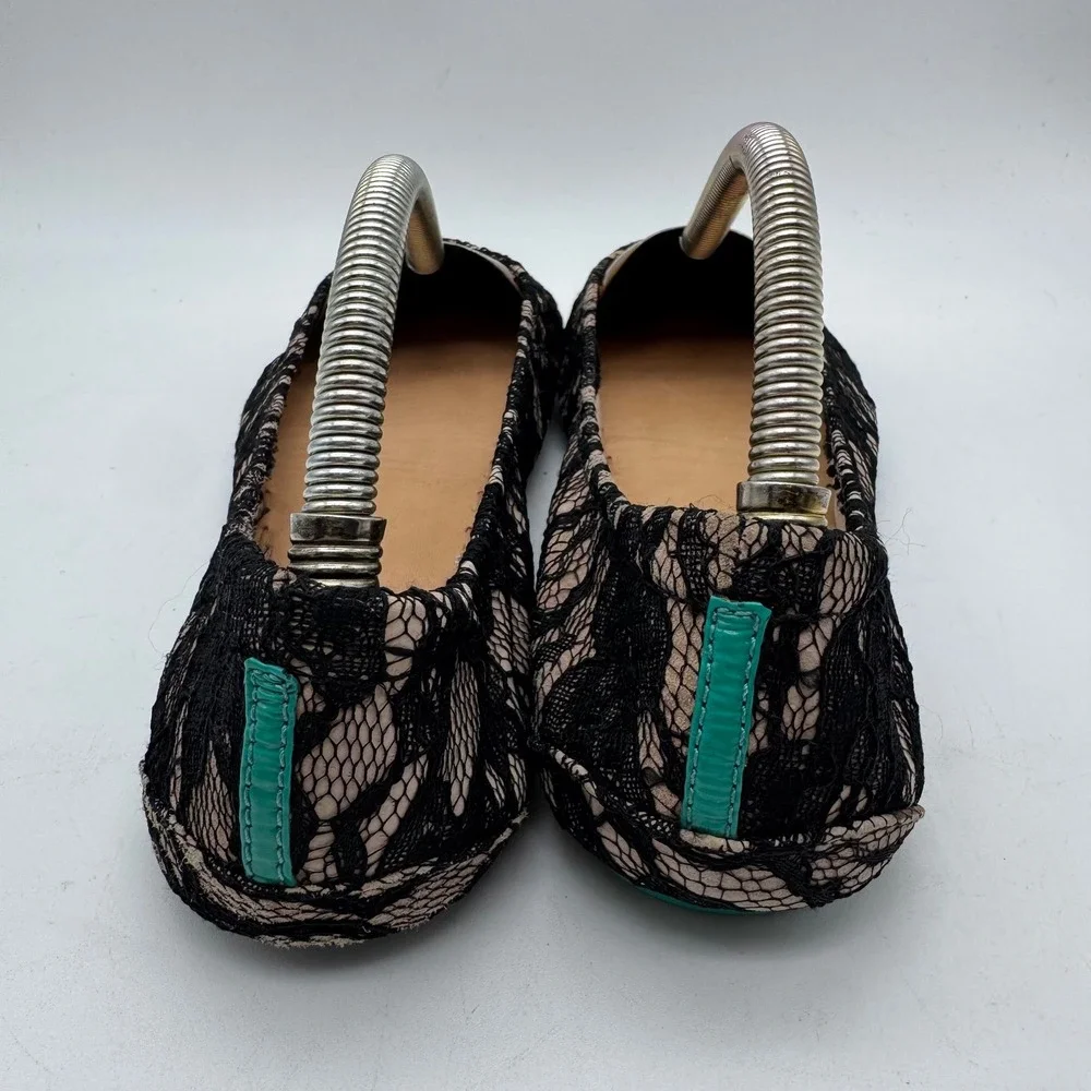 Tieks by Gavrieli Midnight Lace Black Floral Ballet Flats Womens Size 7 Foldable